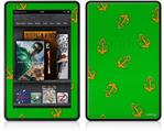 Amazon Kindle Fire (Original) Decal Style Skin - Anchors Away Green