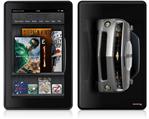 Amazon Kindle Fire (Original) Decal Style Skin - 2010 Chevy Camaro Silver - White Stripes on Black