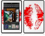 Amazon Kindle Fire (Original) Decal Style Skin - Big Kiss Red Lips on White