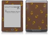 Anchors Away Chocolate Brown - Decal Style Skin (fits Amazon Kindle Touch Skin)