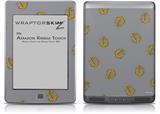 Anchors Away Gray - Decal Style Skin (fits Amazon Kindle Touch Skin)