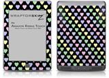 Pastel Hearts on Black - Decal Style Skin (fits Amazon Kindle Touch Skin)