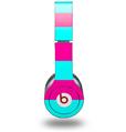 Skin Decal Wrap works with Original Beats Solo HD Headphones Kearas Psycho Stripes Neon Teal and Hot Pink Skin Only (HEADPHONES NOT INCLUDED)