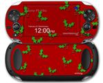 Christmas Holly Leaves on Red - Decal Style Skin fits Sony PS Vita