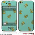 iPhone 4S Skin Anchors Away Seafoam Green