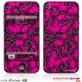 iPhone 4S Skin Scattered Skulls Hot Pink