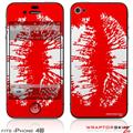 iPhone 4S Skin Big Kiss White Lips on Red
