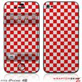 iPhone 4S Skin Checkered Canvas Red and White
