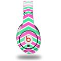 WraptorSkinz Skin Decal Wrap compatible with Original Beats Studio Headphones Zig Zag Teal Green and Pink Skin Only (HEADPHONES NOT INCLUDED)