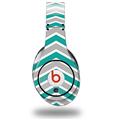 WraptorSkinz Skin Decal Wrap compatible with Original Beats Studio Headphones Zig Zag Teal and Gray Skin Only (HEADPHONES NOT INCLUDED)