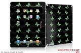 iPad Skin Pastel Butterflies Green on Black (fits iPad 2 through iPad 4)