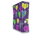 Crazy Hearts Decal Style Skin for XBOX 360 Slim Vertical