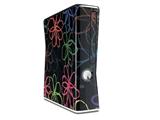 Kearas Flowers on Black Decal Style Skin for XBOX 360 Slim Vertical