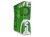 Love and Peace Green Decal Style Skin for XBOX 360 Slim Vertical