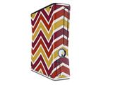 Zig Zag Yellow Burgundy Orange Decal Style Skin for XBOX 360 Slim Vertical