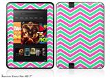 Zig Zag Teal Green and Pink Decal Style Skin fits 2012 Amazon Kindle Fire HD 7 inch