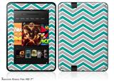 Zig Zag Teal and Gray Decal Style Skin fits 2012 Amazon Kindle Fire HD 7 inch