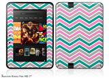 Zig Zag Teal Pink and Gray Decal Style Skin fits 2012 Amazon Kindle Fire HD 7 inch