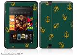 Anchors Away Hunter Green Decal Style Skin fits 2012 Amazon Kindle Fire HD 7 inch
