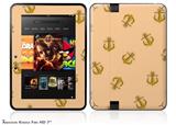 Anchors Away Peach Decal Style Skin fits 2012 Amazon Kindle Fire HD 7 inch
