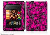 Scattered Skulls Hot Pink Decal Style Skin fits 2012 Amazon Kindle Fire HD 7 inch