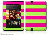 Kearas Psycho Stripes Neon Green and Hot Pink Decal Style Skin fits 2012 Amazon Kindle Fire HD 7 inch