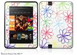 Kearas Flowers on White Decal Style Skin fits 2012 Amazon Kindle Fire HD 7 inch