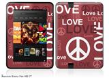 Love and Peace Pink Decal Style Skin fits 2012 Amazon Kindle Fire HD 7 inch