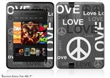 Love and Peace Gray Decal Style Skin fits 2012 Amazon Kindle Fire HD 7 inch