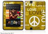 Love and Peace Yellow Decal Style Skin fits 2012 Amazon Kindle Fire HD 7 inch