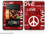 Love and Peace Red Decal Style Skin fits 2012 Amazon Kindle Fire HD 7 inch
