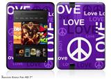 Love and Peace Purple Decal Style Skin fits 2012 Amazon Kindle Fire HD 7 inch
