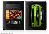 2010 Chevy Camaro Green - White Stripes on Black Decal Style Skin fits 2012 Amazon Kindle Fire HD 7 inch