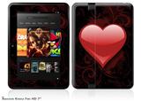 Glass Heart Grunge Red Decal Style Skin fits 2012 Amazon Kindle Fire HD 7 inch
