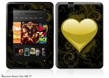 Glass Heart Grunge Yellow Decal Style Skin fits 2012 Amazon Kindle Fire HD 7 inch