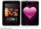 Glass Heart Grunge Hot Pink Decal Style Skin fits 2012 Amazon Kindle Fire HD 7 inch