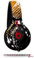Skin Decal Wrap works with Beats Mixr Headphones Halftone Splatter White Orange Skin Only (HEADPHONES NOT INCLUDED)