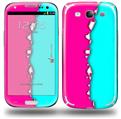 Ripped Colors Hot Pink Neon Teal - Decal Style Skin (fits Samsung Galaxy S III S3)