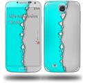 Ripped Colors Neon Teal Gray - Decal Style Skin (fits Samsung Galaxy S IV S4)