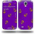 Anchors Away Purple - Decal Style Skin (fits Samsung Galaxy S IV S4)