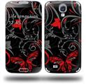Twisted Garden Gray and Red - Decal Style Skin (fits Samsung Galaxy S IV S4)