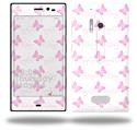 Pastel Butterflies Pink on White - Decal Style Skin (fits Nokia Lumia 928)