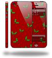 Christmas Holly Leaves on Red - Decal Style Vinyl Skin (compatible with Apple Original iPhone 5, NOT the iPhone 5C or 5S)