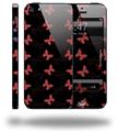 Pastel Butterflies Red on Black - Decal Style Vinyl Skin (compatible with Apple Original iPhone 5, NOT the iPhone 5C or 5S)
