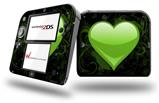 Glass Heart Grunge Green - Decal Style Vinyl Skin fits Nintendo 2DS - 2DS NOT INCLUDED