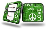 Love and Peace Green - Decal Style Vinyl Skin fits Nintendo 2DS - 2DS NOT INCLUDED