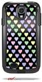 Pastel Hearts on Black - Decal Style Vinyl Skin fits Otterbox Commuter Case for Samsung Galaxy S4 (CASE SOLD SEPARATELY)