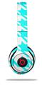 WraptorSkinz Skin Decal Wrap compatible with Beats Solo 2 WIRED Headphones Houndstooth Neon Teal Skin Only (HEADPHONES NOT INCLUDED)