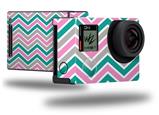 Zig Zag Teal Pink and Gray - Decal Style Skin fits GoPro Hero 4 Black Camera (GOPRO SOLD SEPARATELY)