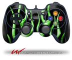 Metal Flames Green - Decal Style Skin fits Logitech F310 Gamepad Controller (CONTROLLER NOT INCLUDED)